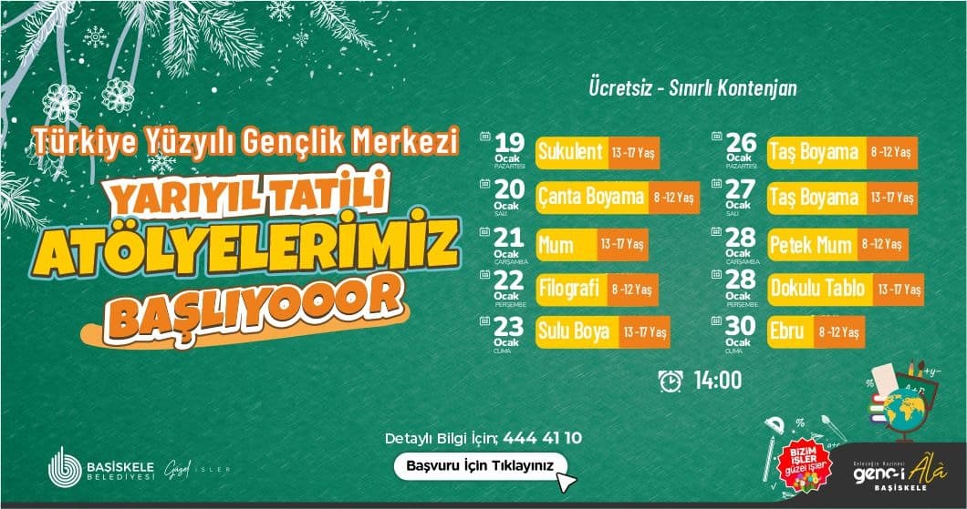 Başiskele'de Yarıyıl Tatili Atölyeleri Başlıyor!