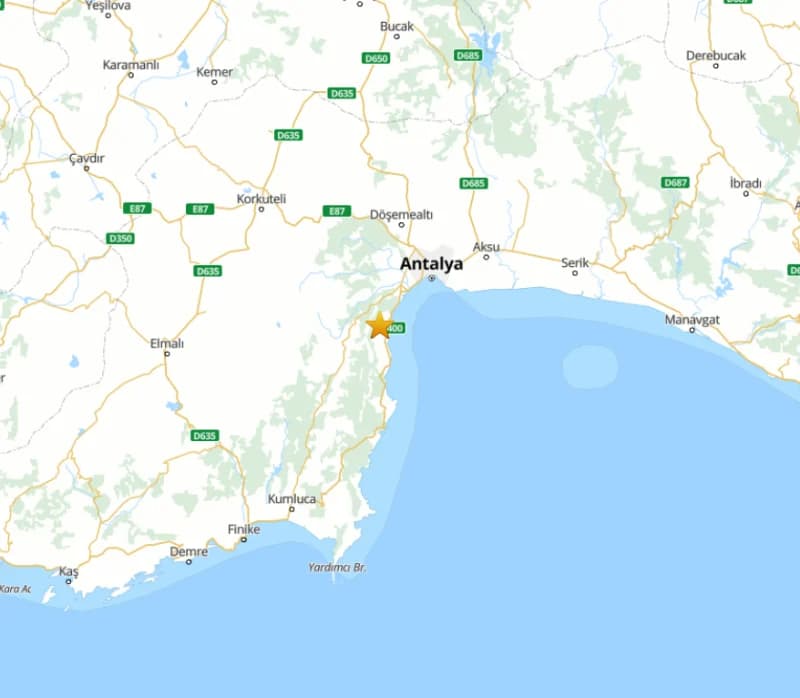 Antalya Konyaaltı'nda 4.3 Büyüklüğünde Deprem!