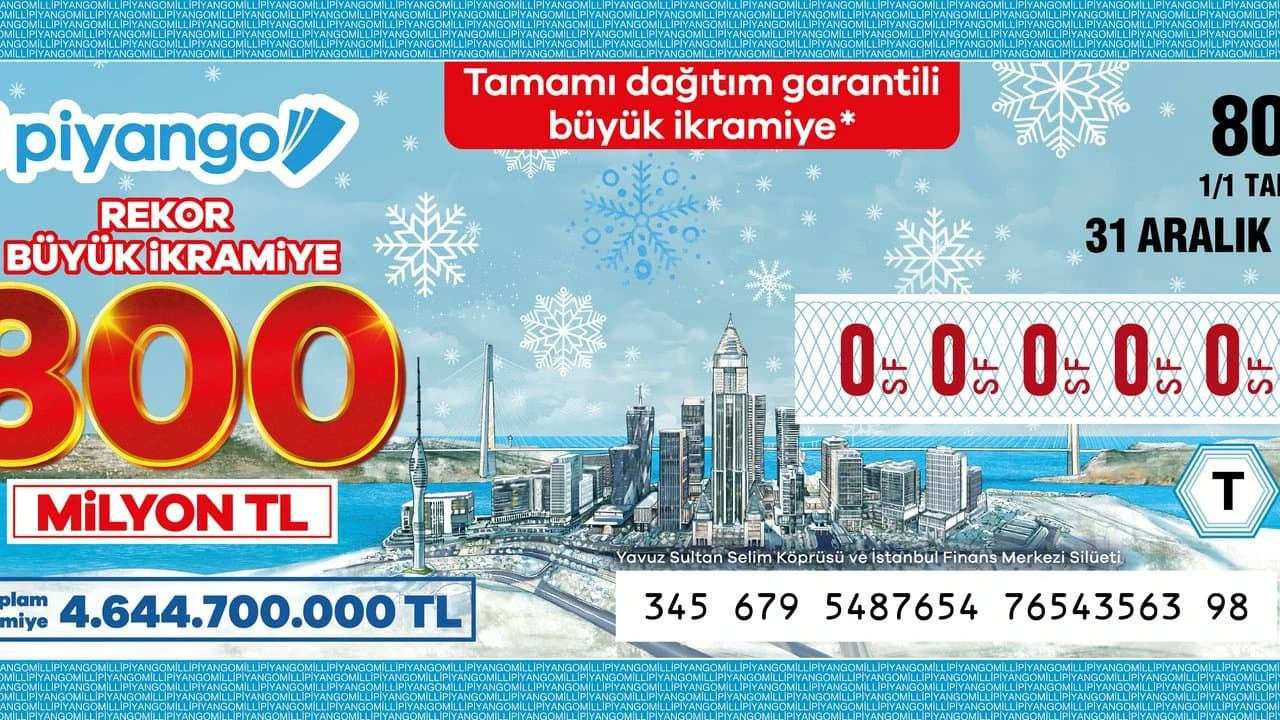 800 Milyon TL'lik Yılbaşı Piyangosu Çekiliyor!