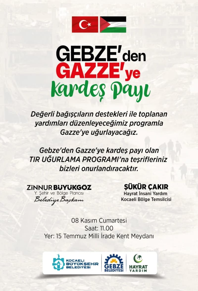 Gebze'den Gazze'ye Yardım TIR'ı Yola Çıkıyor!