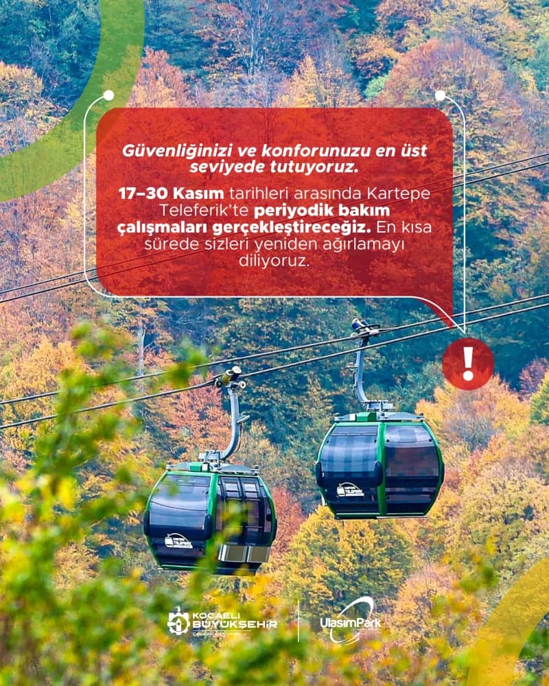 Kartepe Teleferik Bakım İçin Kapanıyor!