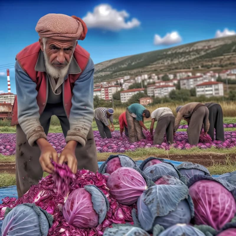 Kırmızı Lahana Hasadı Bafra'da Başladı