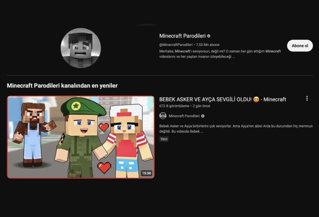 Minecraft Parodileri'ne erişim engeli