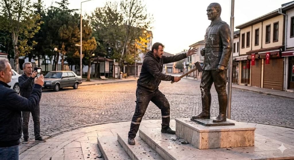 Tuzla'da Atatürk Heykeline Balyozlu Saldırı!