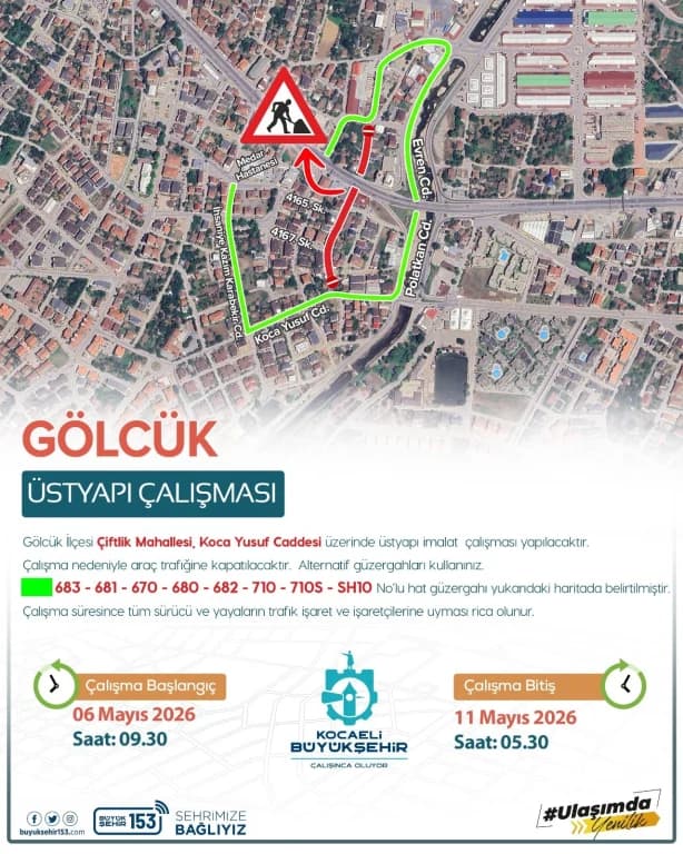 Gölcük'te Koca Yusuf Caddesi trafiğe kapanıyor!