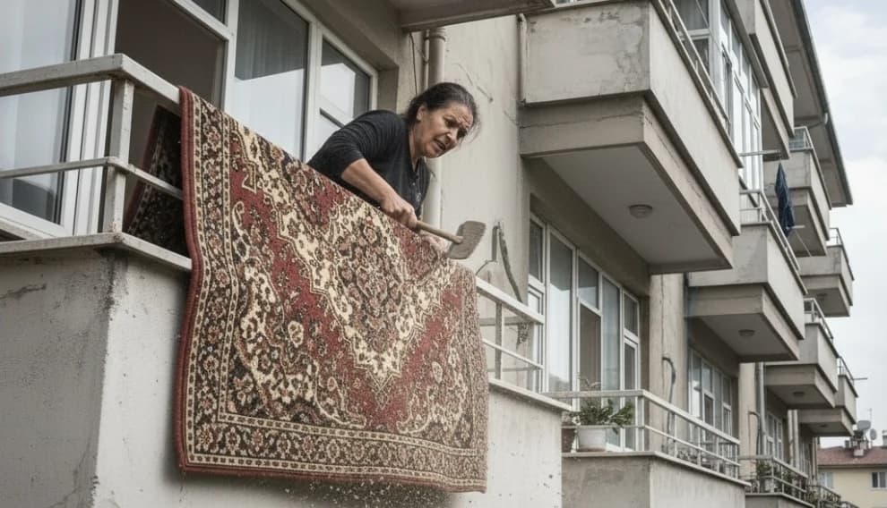 Yargıtay'dan emsal karar: Balkondan halı silkelemek suçtur!